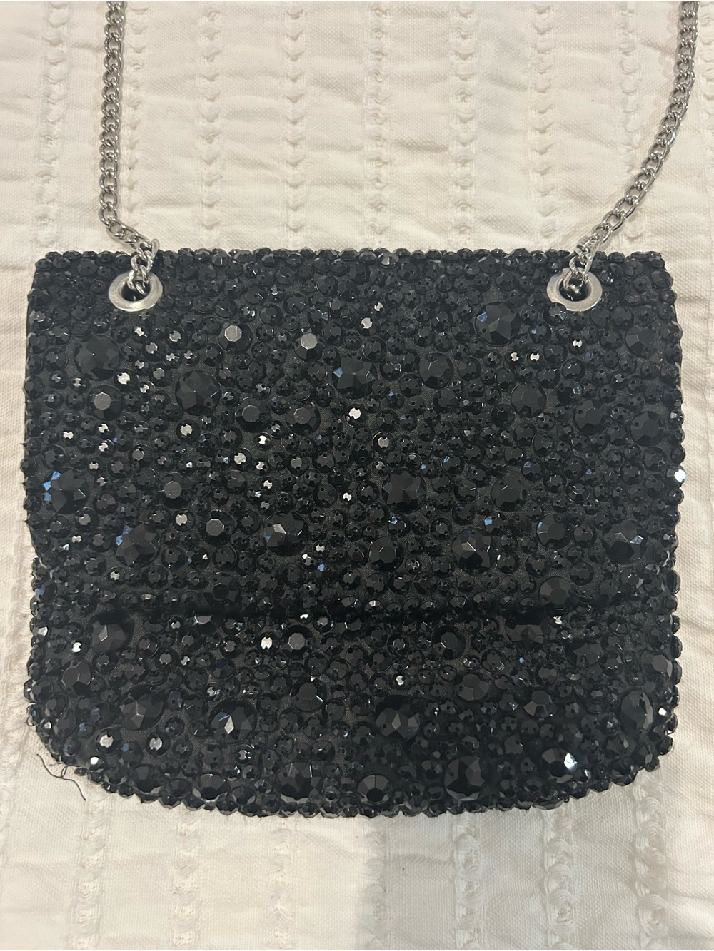 Banana Republic Black Crystal-Embellished Crossbody with Silver Chain